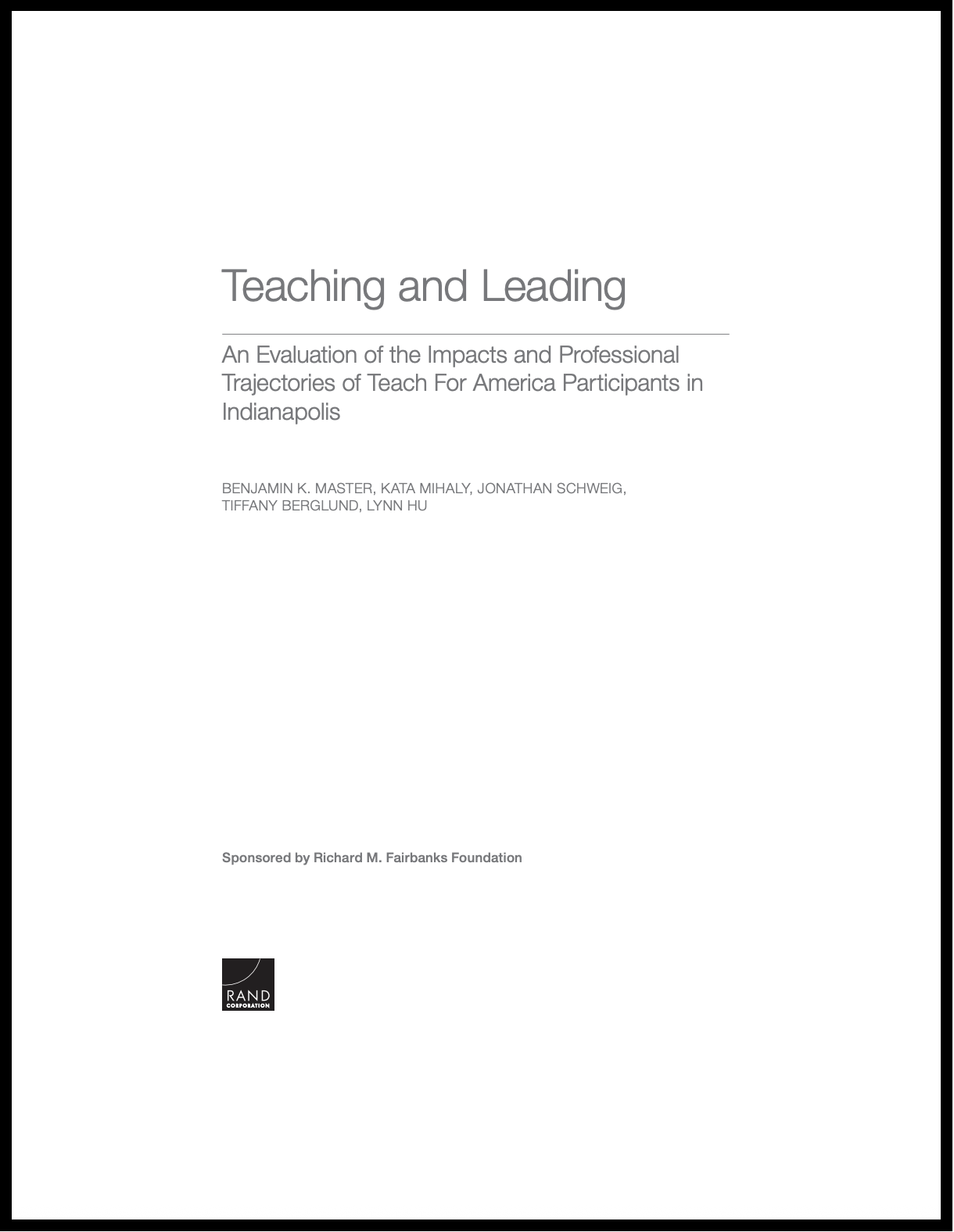 Evaluation of Teach for America Indianapolis