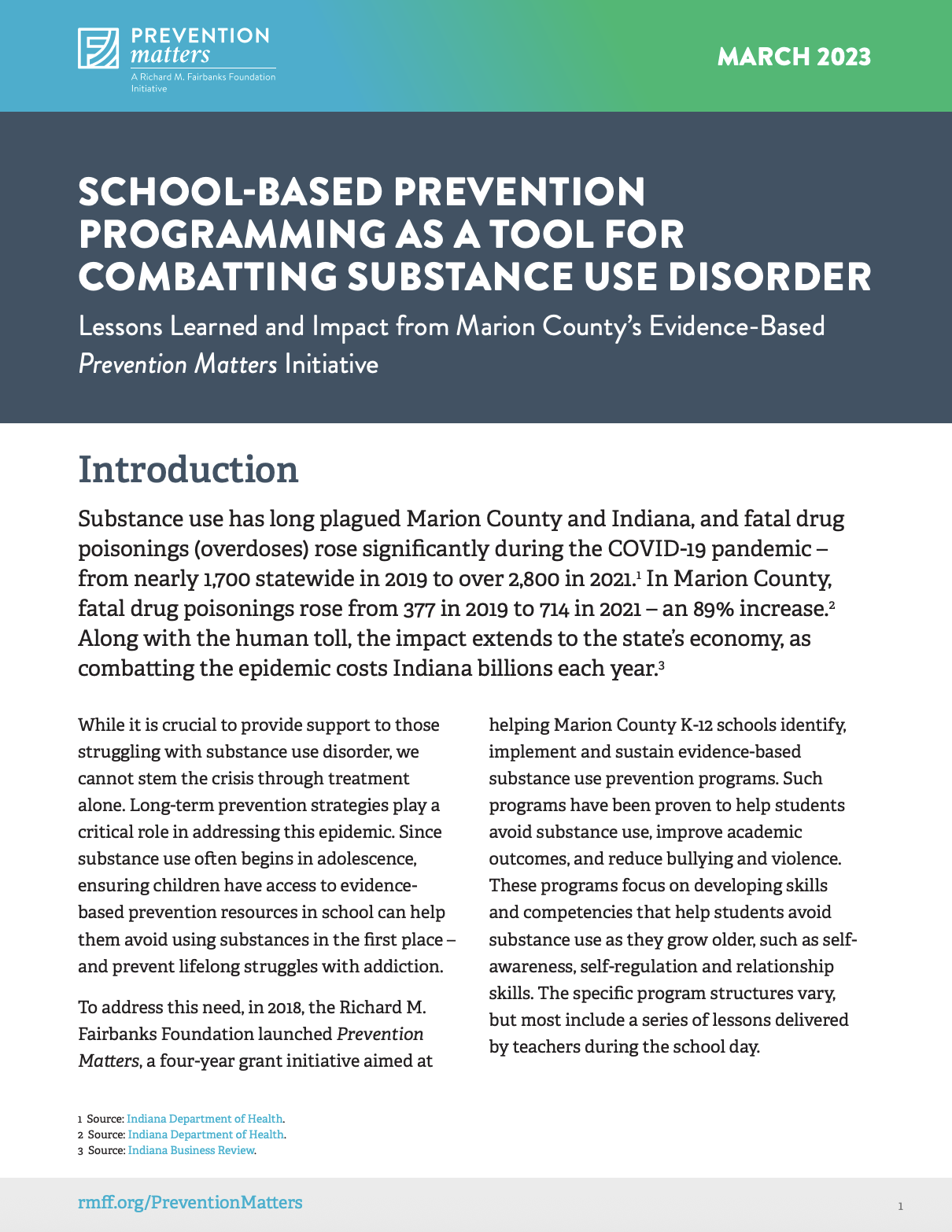 Lessons Learned: Funding School-Based Substance Use Prevention Programs & Mental Health Initiatives