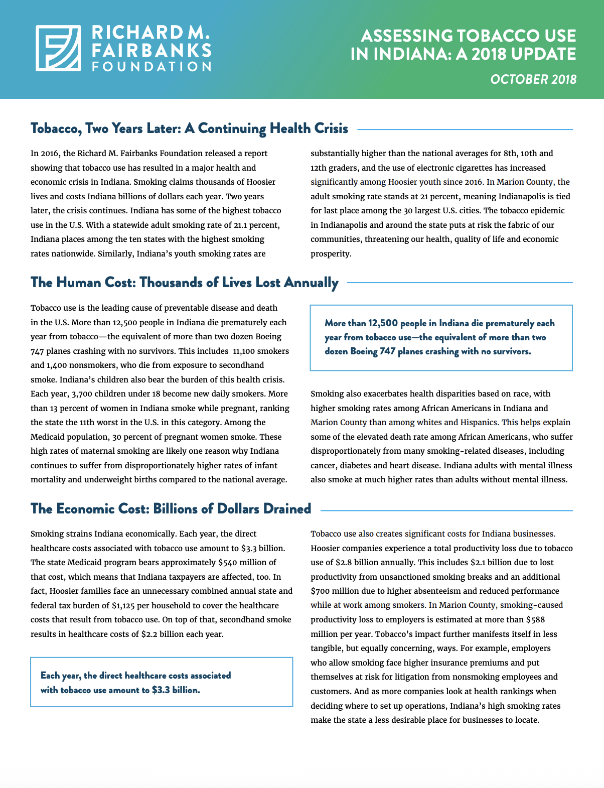 Assessing Tobacco Use In Indiana: A 2018 Update